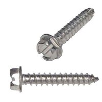 #14 X 3" Hex Washer Head, Slotted, Tapping Screw, Type A, 18-8 Stainless